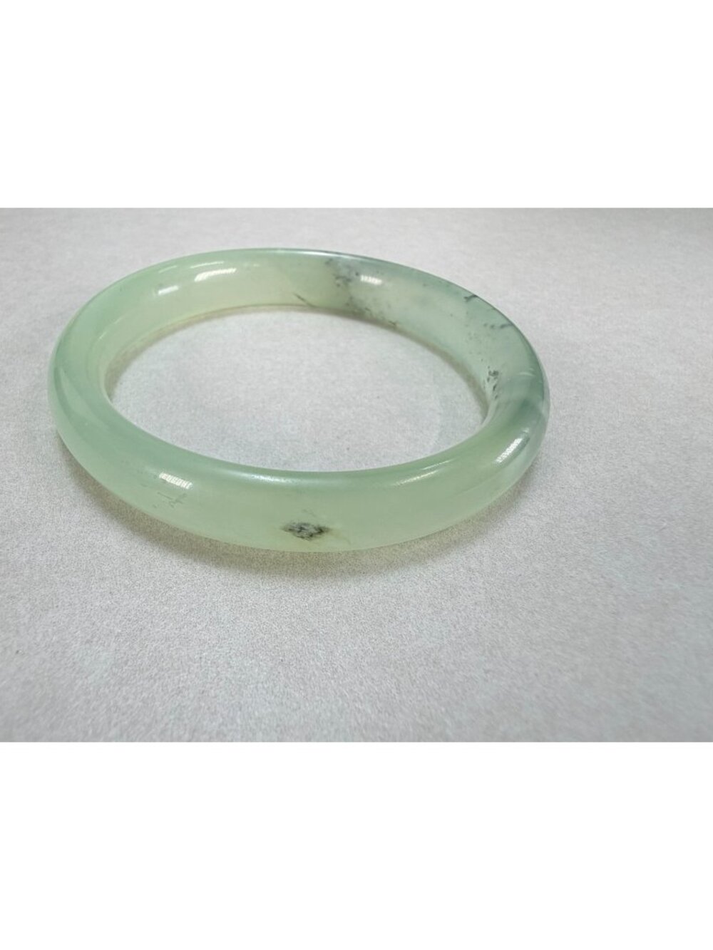 Natural Light Green Jade Jadeite Bangle Bracelet Round Polished Vintage 7.5"